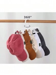 1pc Space Saving 8-hole Rotating Cap And Storage Rack With Clothes Hanger - Multifunctional Household Hanger - White - View 3