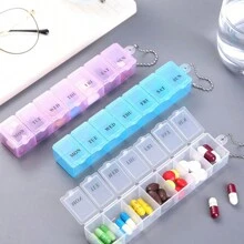 Transparent Pill Box, 7 Days Pill Organizer, Portable Single Row Long Pill Case With 7 Compartments - Portable Transparent Medicine Box 7-compartment Pill Box - View 2