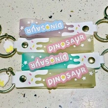 1pc Cute Ice Cream & Dinosaur Plush Toy Car Keychain Cartoon Couple Backpack Pendant Small Gift - Pink - View 5