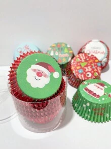 100pcs Christmas Cupcake Liners, Snowflakes Design Muffin Paper Cups,Christmas - Multicolor - View 9