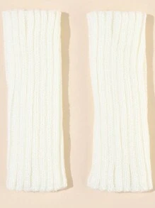 1 雙冬季保暖純色無指手套,適合辦公室與學習 - 白色 - 查看 4