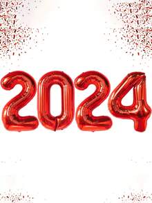 1套 - 紅色32吋2024年新年派對數字氣球,聖誕節裝飾數字氣球,感恩節派對裝飾氣球 - 紅色 - 查看 6