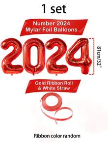 1套 - 紅色32吋2024年新年派對數字氣球,聖誕節裝飾數字氣球,感恩節派對裝飾氣球 - 紅色 - 查看 8