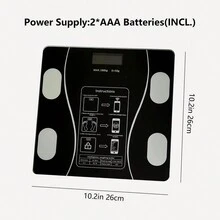 Electronic Body Weight Scale With Body Fat Analyzer, Health Measurement Tool - Black - View 2