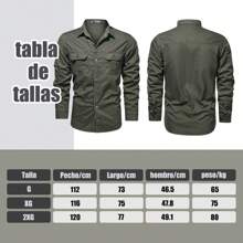 Camisa De Manga Larga Suelta Con Solapa Para Hombre Casual - Azul - Ver 2