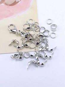 1 Caja De 24 Rejillas, 24 Colores, Cuentas Pintadas De 3 A 4 Mm Con Cierres, Cierres De Langosta, Anillos, Cordón Elástico, Para Pulsera, Collar Y Material De Abalorios (colores Aleatorios)