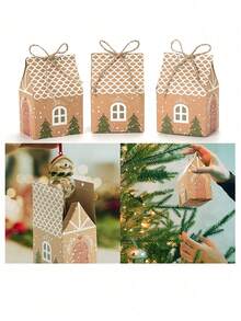 Caja De Regalo De Dulces Para Favores De Fiesta Navideña Con Cuerda Para Pastel O Galletas - 6 Piezas/paquete - Camel - Ver 2