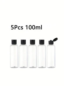 件裝旅行瓶空化妝品樣品分配器容器，帶翻蓋，適用於旅行裝化妝品（100 毫升，黑色蓋）3.4 盎司透明空旅行瓶，帶圓盤蓋，TSA 透明塑膠旅行瓶和可再填充洗髮水和乳液旅行容器 - 黑色 - 查看 1