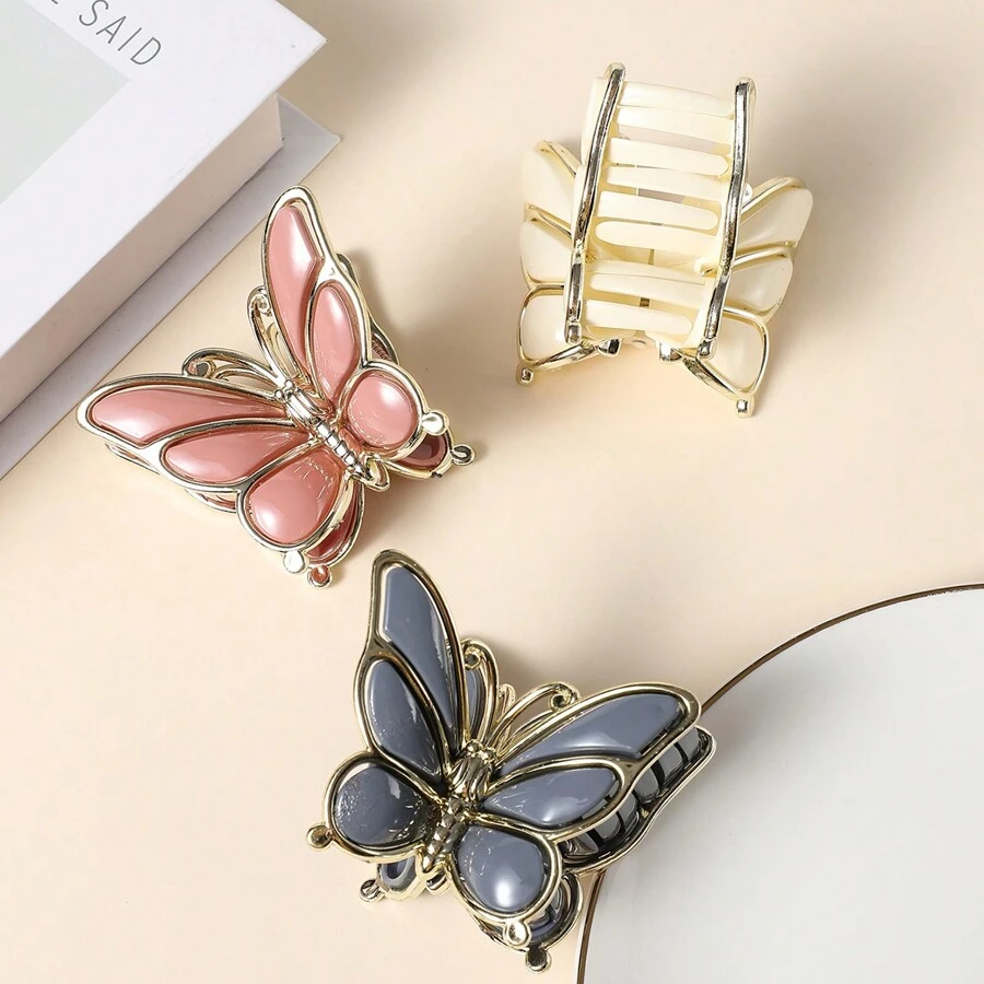 3入組/包塑料美麗的蝴蝶和鯊魚造型髮夾,時尚髮箍