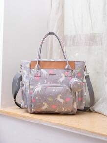 1pc New Arrival Diaper Bag With Large Capacity, Colorful Pattern, Suitable For Outdoor Activities And Traveling - Multicolor - View 8