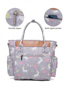1pc New Arrival Diaper Bag With Large Capacity, Colorful Pattern, Suitable For Outdoor Activities And Traveling - Multicolor - View 6