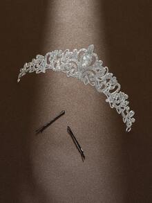 一款時尚精緻的合金皇冠,適合女士婚禮派對髮飾(贈送兩個輔助固定髮夾)