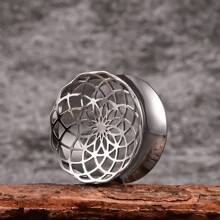 2 Miếng Thép không gỉ 316 Không gây dị ứng Hoa Gauges tai phích cắm Yên xe Đối với Tai Thùy NỮ Xuyên Đồ trang sức - Bạc - Xem 1