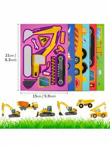 1 confezione/6 fogli Adesivi fai-da-te per cambiare il volto di veicoli da costruzione, Adesivi puzzle per scarabocchi per bambini, Adesivi per bambini, Trattore di Natale, Adesivi per bambini