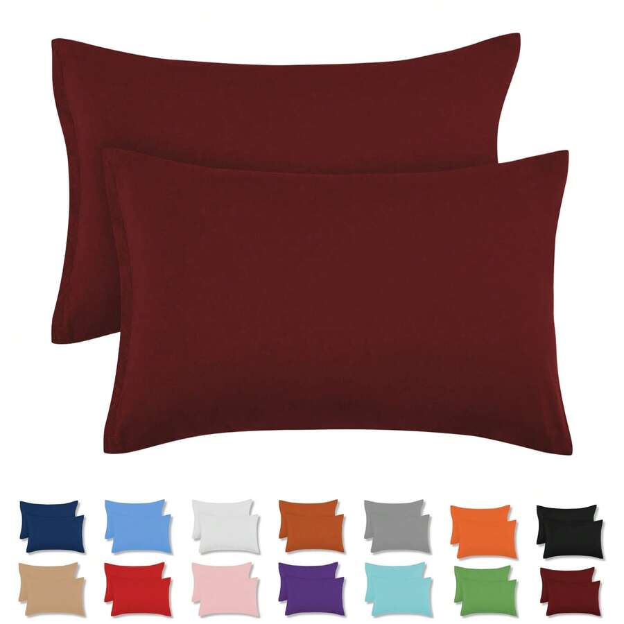 2 King Size Cotton Pillowcases In Various Colors