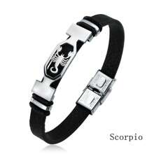 1 pulseira com 12 signos do zodíaco em aço inoxidável, ideal para uso diário masculino