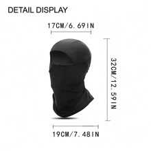 1pc Women's Solid Color Breathable Outdoor Cycling Full Face Mask, Windproof & Uv Protection Balaclava For Motorcycle - Black - View 6