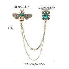 1件韓式流蘇鋅合金綠色寶石和鑽石蜜蜂設計女裝胸針,適用於女性的葬禮、典禮、晚會、舞會和其他正式場合 - 蜜蜂胸針 - 查看 3