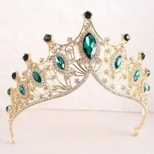 1入時尚皇冠造型合金&紅色貓眼石&鑽石髮飾,適用於兒童女性婚禮生日派對