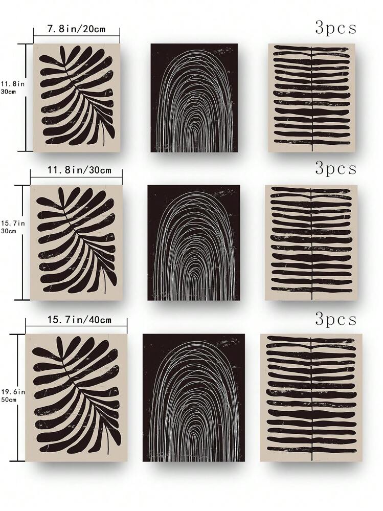 Juego de 3 piezas de arte impreso en lienzo con estilo minimalista moderno, elementos de línea y bloques de color apropiados para sala de estar y dormitorio, reutilizable y removible, temática navideña - Multicolor - Añade 7