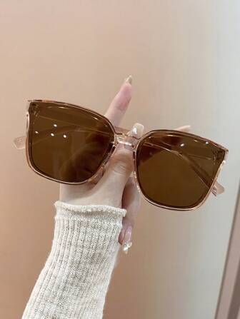 1 副男女通用方形框架海滩时尚眼镜，时尚日常装饰和搭配