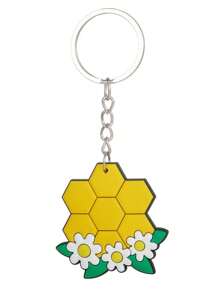 6 件裝蜜蜂和花朵設計卡通包吊墜鑰匙扣,男女通用,節日禮物