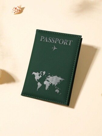 1 件旅行地圖圖案字母修剪磨砂表面 Pu 材料護照夾護照套護照套護照錢包護照袋護照袋飛行返校男女旅行必需品旅行配件節日配件