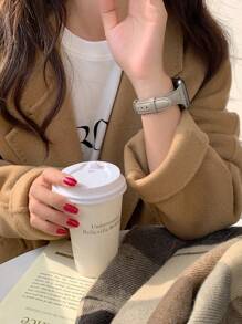 1pc Apple Watch Band, Elephant Gray Leather Band With Cold Style, Apple WatchBand Compatible With Apple Watch Strap Series Ultra 9-8-7-6-5-4-3-2-1, Compatible With Apple Watch SIze 38mm/40mm/41mm/42mm/44mm Thin Waist Design, Classy Feeling, Ultra-Fine Fiber Band Shows Delicate And Elegant, Classic And Timeless, The Simpler The Better For Highlighting Clean Charm, For Men And Women