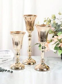 1pc Metal Vases Desktop Centerpieces Vase Trumpet Shape Welcome Area Road Guide Flower Holder Display Wedding Photo Props Home Decor Room Decor Flower Vase Glass Vase - Gold - View 8