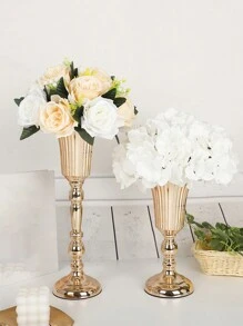 1pc Metal Vases Desktop Centerpieces Vase Trumpet Shape Welcome Area Road Guide Flower Holder Display Wedding Photo Props Home Decor Room Decor Flower Vase Glass Vase - Gold - View 11