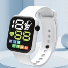 A Của phụ nữ Hình vuông Thể thao Phong cách Led Không thấm nước Sáng Số Lịch 24-giờ Đa chức năng Đồng hồ điện tử , Học sinh Đồng hồ Couple , Thích hợp Để Trang Trí Hàng Ngày - trắng - Xem 3