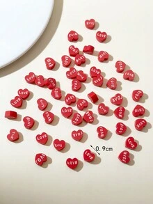 50顆/包紅色love聚合物粘土心形字母珠子diy手鐲項鍊珠寶材料配件