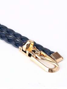 1 件編織細腰帶,帶針扣,適合女式連身裙和西裝