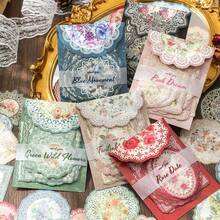 30張復古花邊系列剪貼簿紙張,非粘性材料剪貼紙 - 藍色 - 查看 3