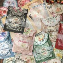 30張復古花邊系列剪貼簿紙張,非粘性材料剪貼紙 - 藍色 - 查看 9