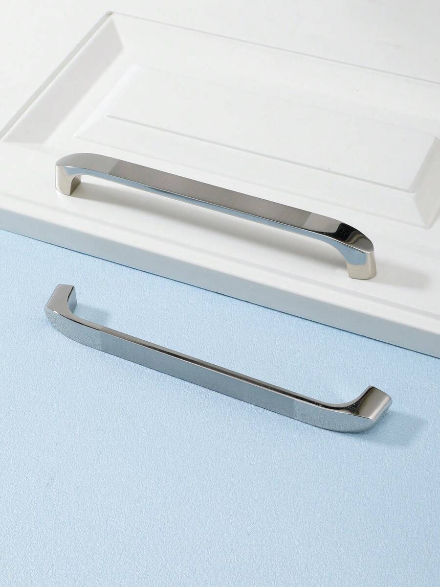 2pcs Zinc Alloy Modern Simple Style Handles For Drawer, Wardrobe - Silver - View 1