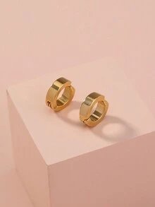 一對男女彩色不銹鋼無孔耳夾 - 金黃色 - 查看 3