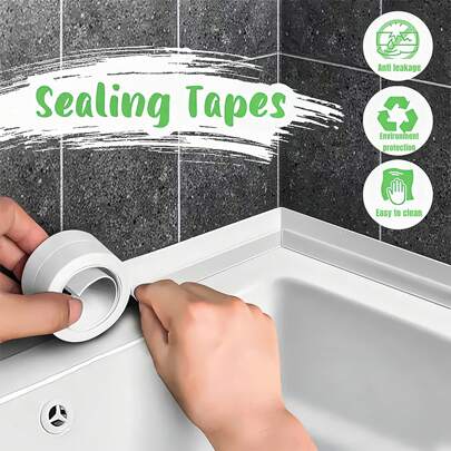 1卷長3.2米pvc防水防霉牆貼帶,白/粉/灰/棕裝飾帶,密封防滑帶,適用於浴室和廚房