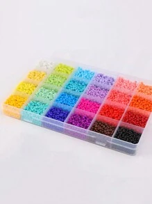 1 Caja De 24 Rejillas, 24 Colores, Cuentas Pintadas De 3 A 4 Mm Con Cierres, Cierres De Langosta, Anillos, Cordón Elástico, Para Pulsera, Collar Y Material De Abalorios (colores Aleatorios)