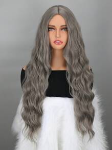 28inch Long Grey Wave Curly Wig - Grey - View 1