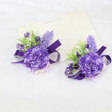 2 件組婚禮手腕花和胸花套裝,新郎伴郎婚禮人造牡丹玫瑰胸花,新娘伴娘優雅薰衣草手腕花婚禮舞會訂婚儀式手腕花裝飾