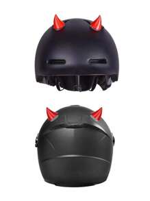 2pcs Helmet Decoration Bull Horns For Motorcycle Helmet, Universal - Red - View 2