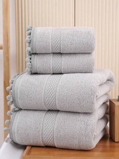 QIBHI 8/3/1pc Solid Color Satin Edged 100% Cotton 1pc Towel Or 1pc Bath Towel, Pure Cotton Absorbent Soft Face Towel/Bath Towel, Suitable For Bathroom, Hotel, Gym, Travel, Gift, Salon, Sports, Outdoor, Beach, School, Back To School, Travel Accessories, Home Essentials, Towels, Skin Care