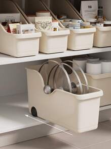 1pc Detachable Rolling Kitchen Cabinet Organizer, Drawer Type Multifunctional Storage Box For Snacks & Small Items - Beige - View 4