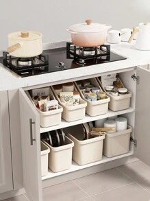 1pc Detachable Rolling Kitchen Cabinet Organizer, Drawer Type Multifunctional Storage Box For Snacks & Small Items - Beige - View 9