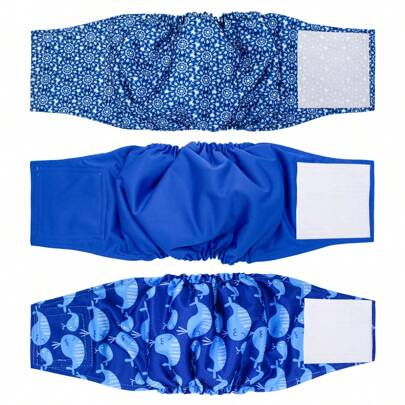 حفاضات الكلاب الذكور (3 عبوات)، أربطة بطن ماصة عالية الامتصاص للكلاب الذكور، ملفوفات قابلة لإعادة الاستخدام للذكور