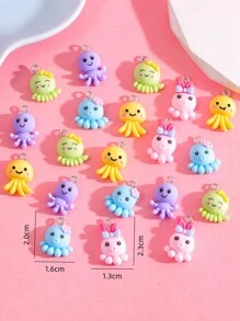 20入組隨機卡通章魚形狀diy首飾吊墜,適用於項鏈、耳環、鑰匙扣等等