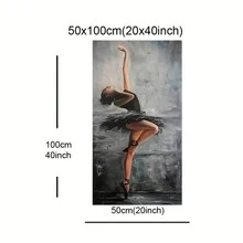 1入組高清印刷舞者畫,芭蕾舞者,黑灰色畫布牆藝術,現代藝術,客廳走廊牆壁裝飾,無框