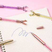 4pcs Christmas Reindeer & Liquid & Fairy Wand Design Neutral Pen With Cartoon Pattern And Diamond Decor, Color Random - Multicolor - View 2