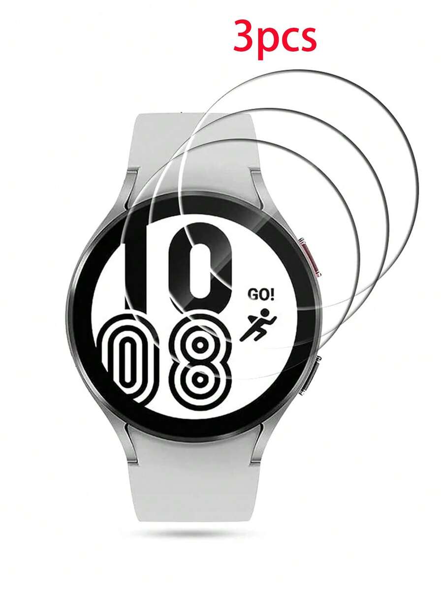 3pcs/Pack Tempered Glass Screen Protector Film Compatible With Samsung Watch 4/5/6 Pro 40/44/45mm - Clear - View 1
